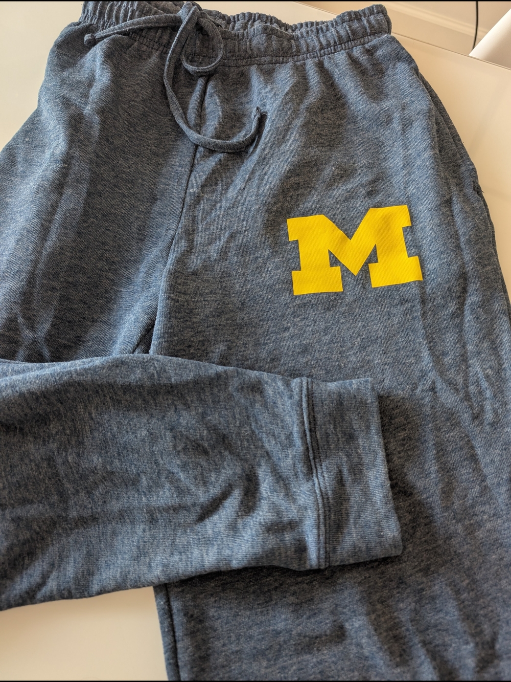 University of Michigan Men's Heather Navy Sweatpants with Yellow Block M